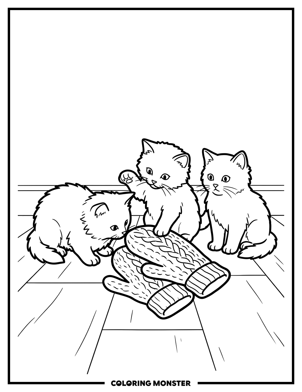 Kittens and Mittens Coloring Page