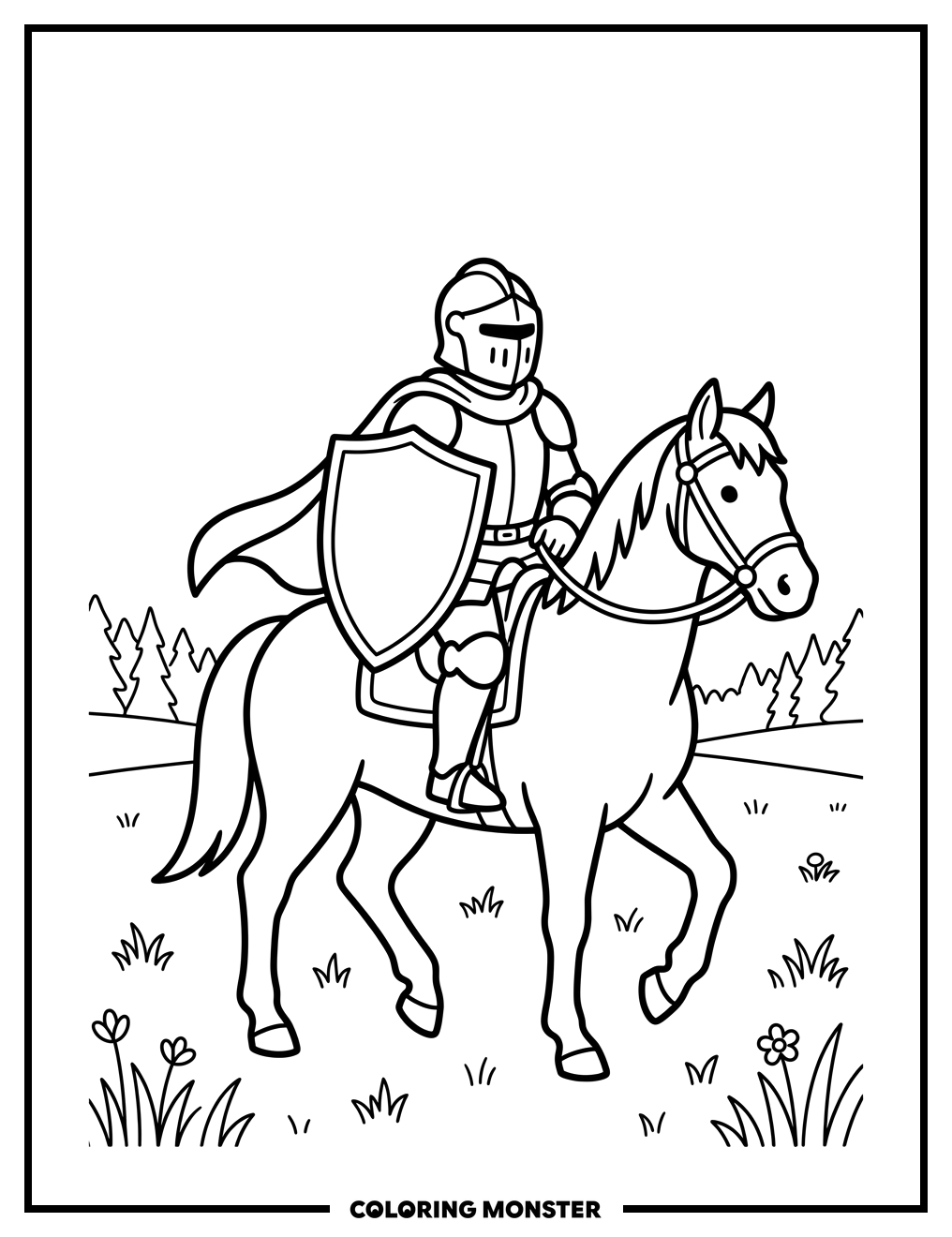Knight on Horseback Coloring Page