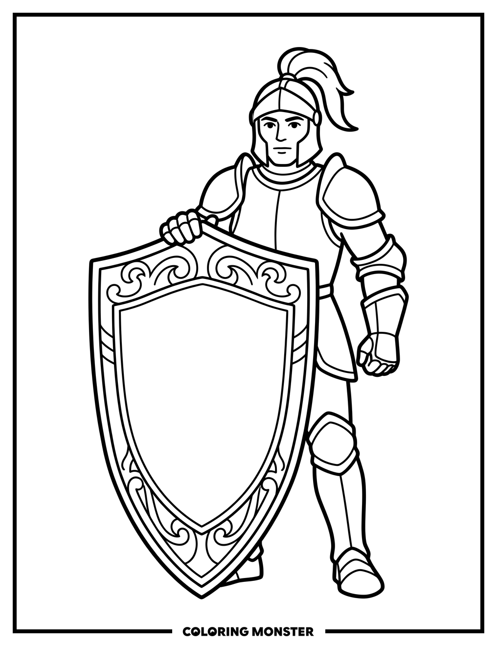 Knight With Blank Shield Coloring Page