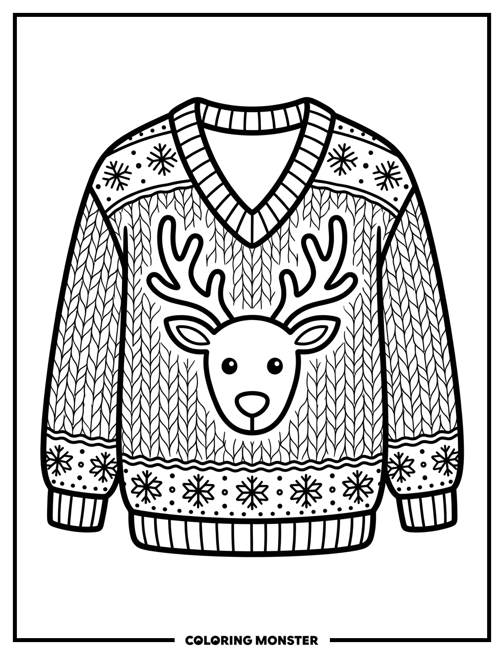 Knitted Christmas Sweater Coloring Page