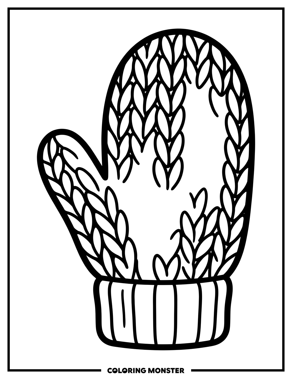 Knitted Mitten Coloring Page