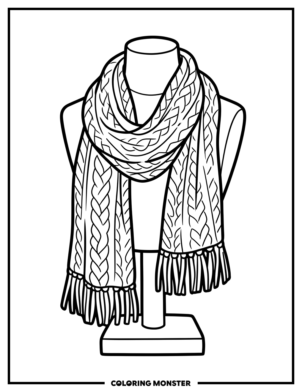 Knitted Scarf on Mannequin Coloring Page