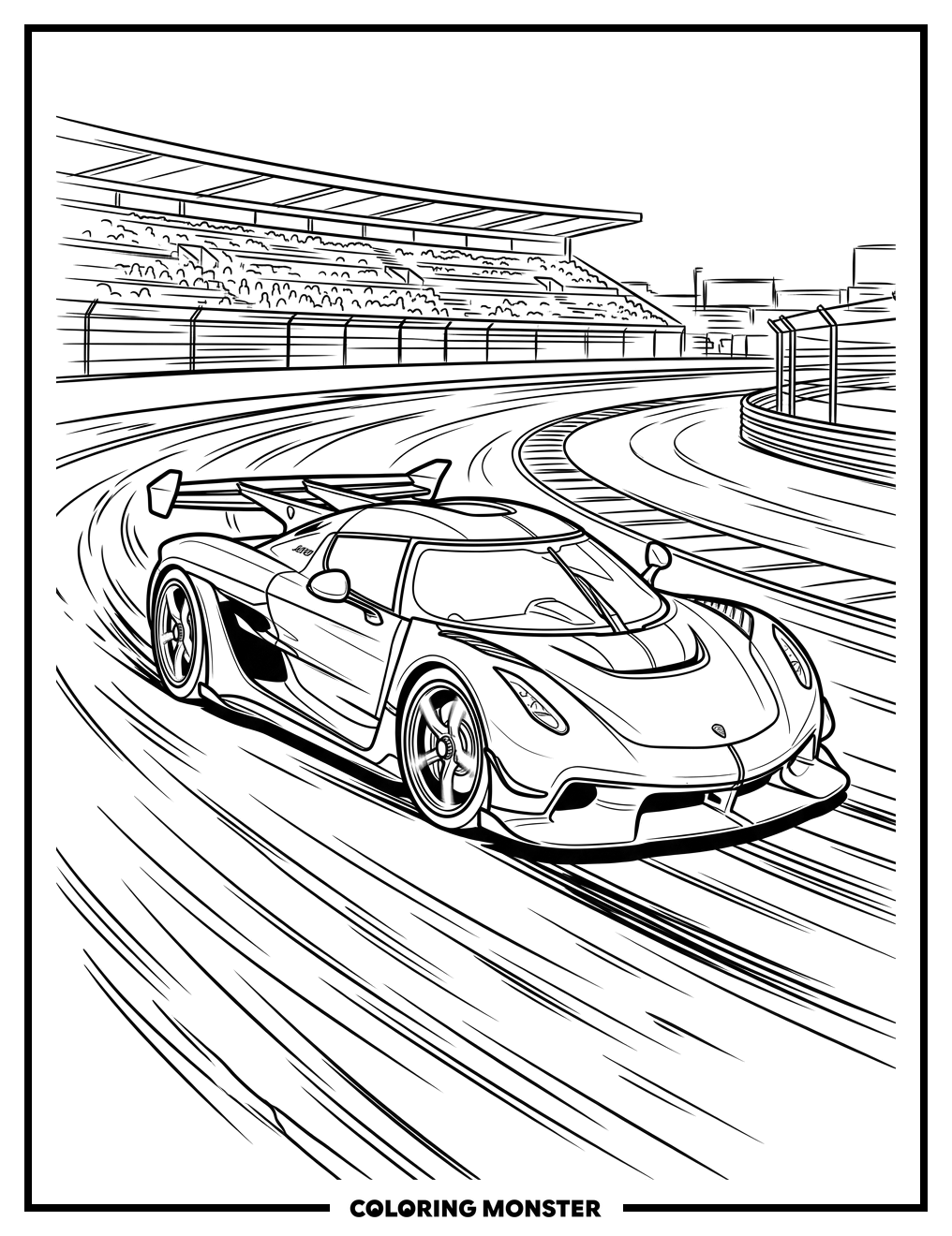 Koenigsegg Jesko Racing On Track Coloring Page