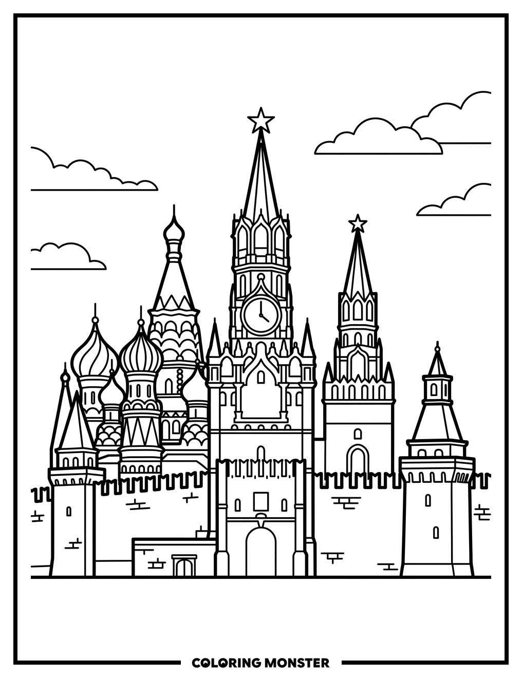 Kremlin Fortress Silhouette Coloring Page