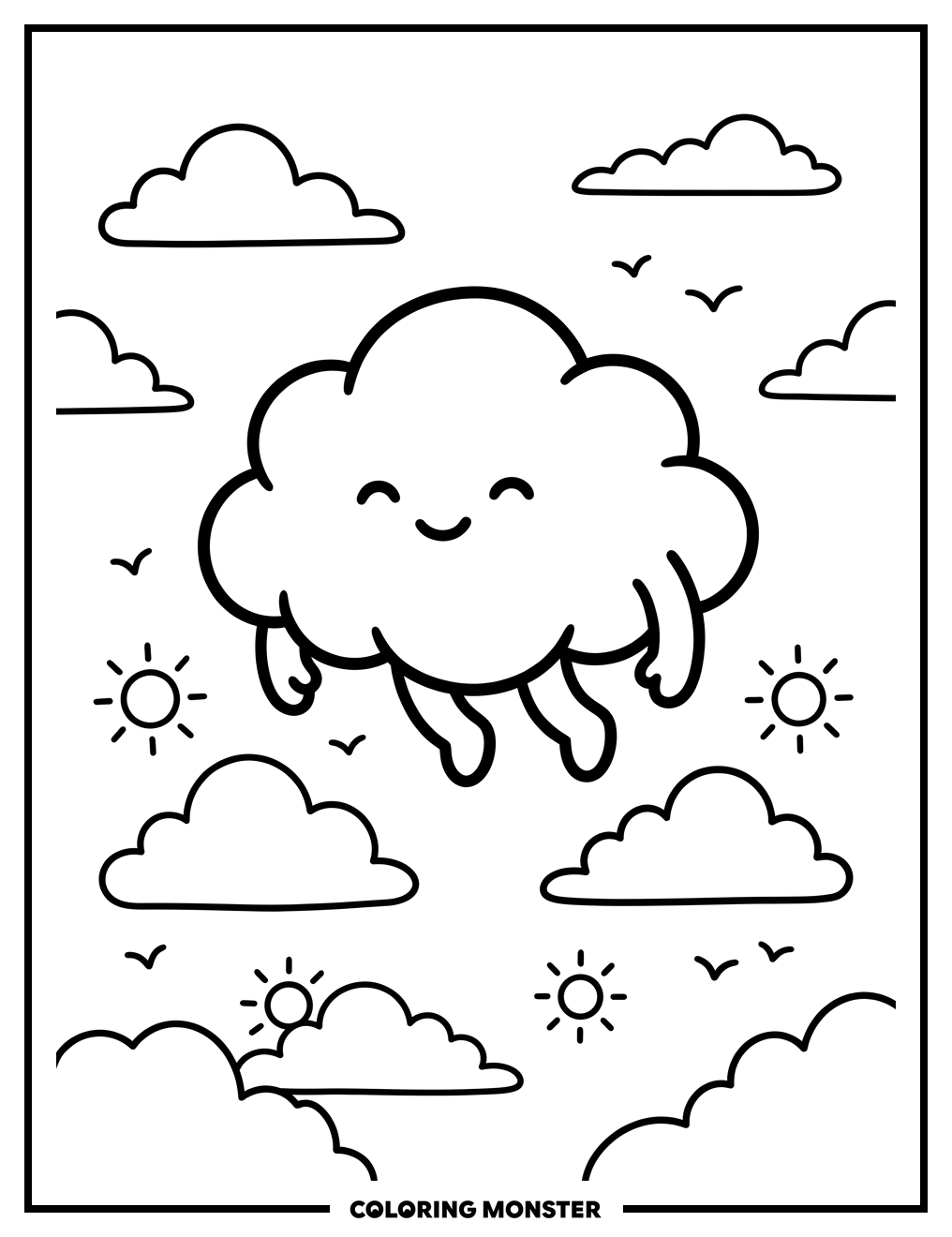 Kumori the Fluffy Cloud Coloring Page