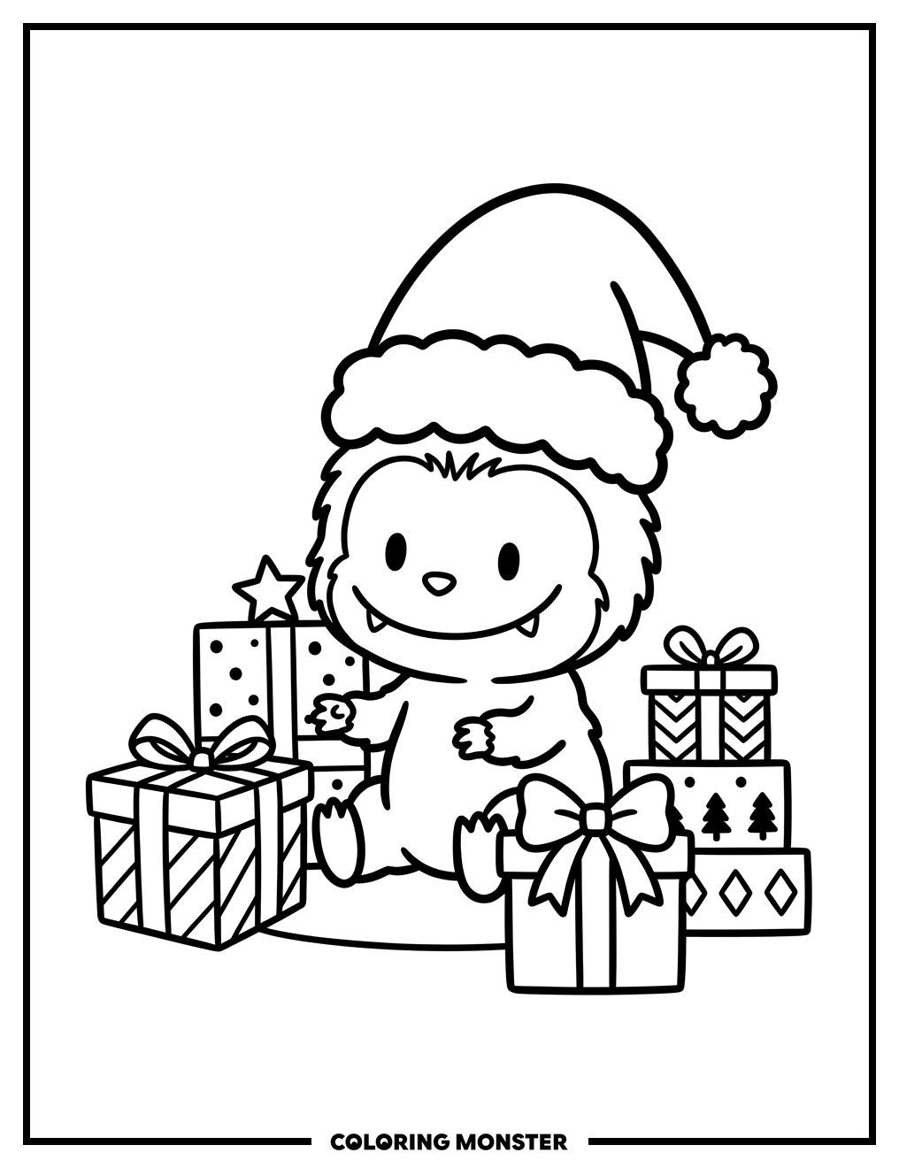Labubu With Christmas Gifts Coloring Page
