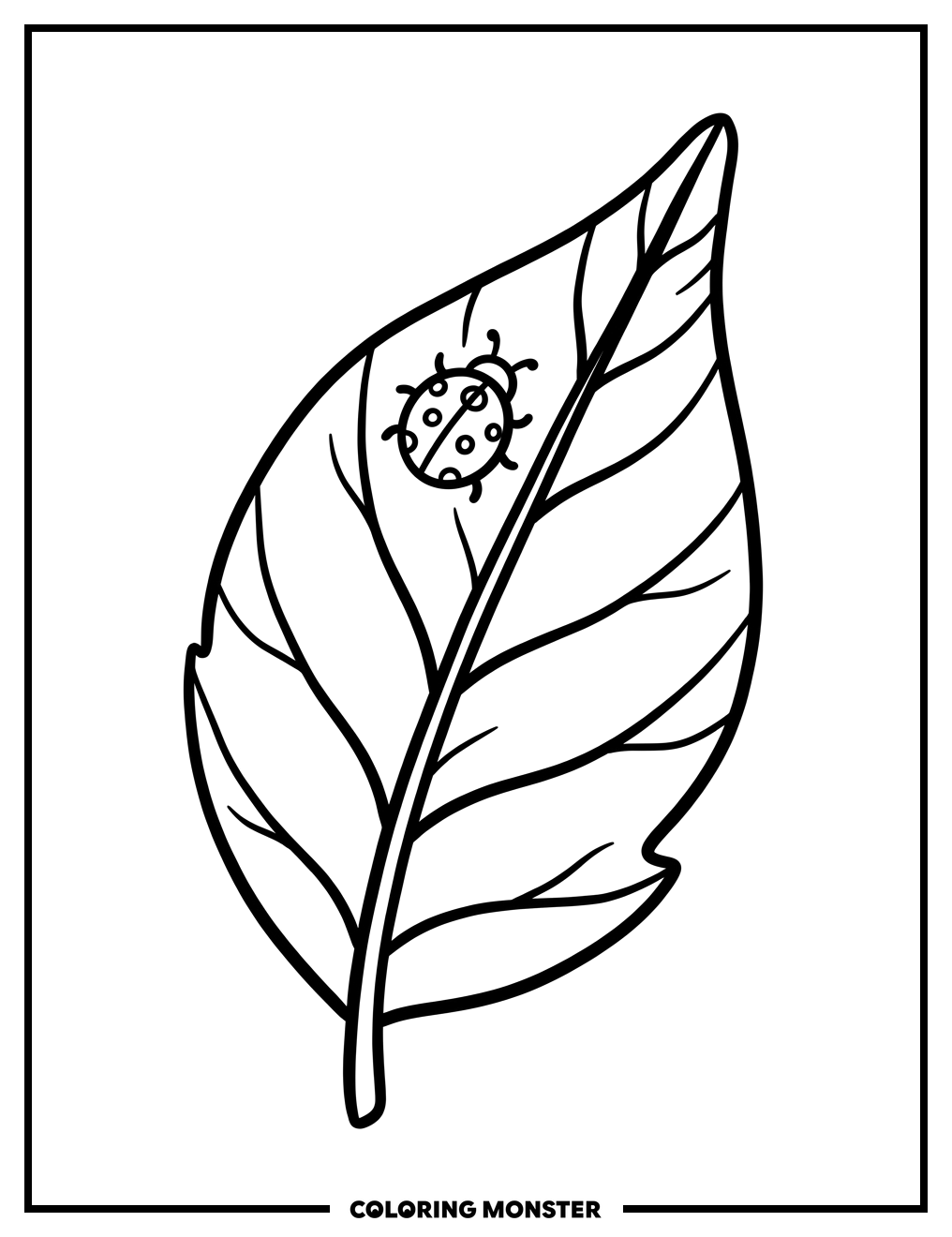 Ladybug on a Leaf Coloring Page
