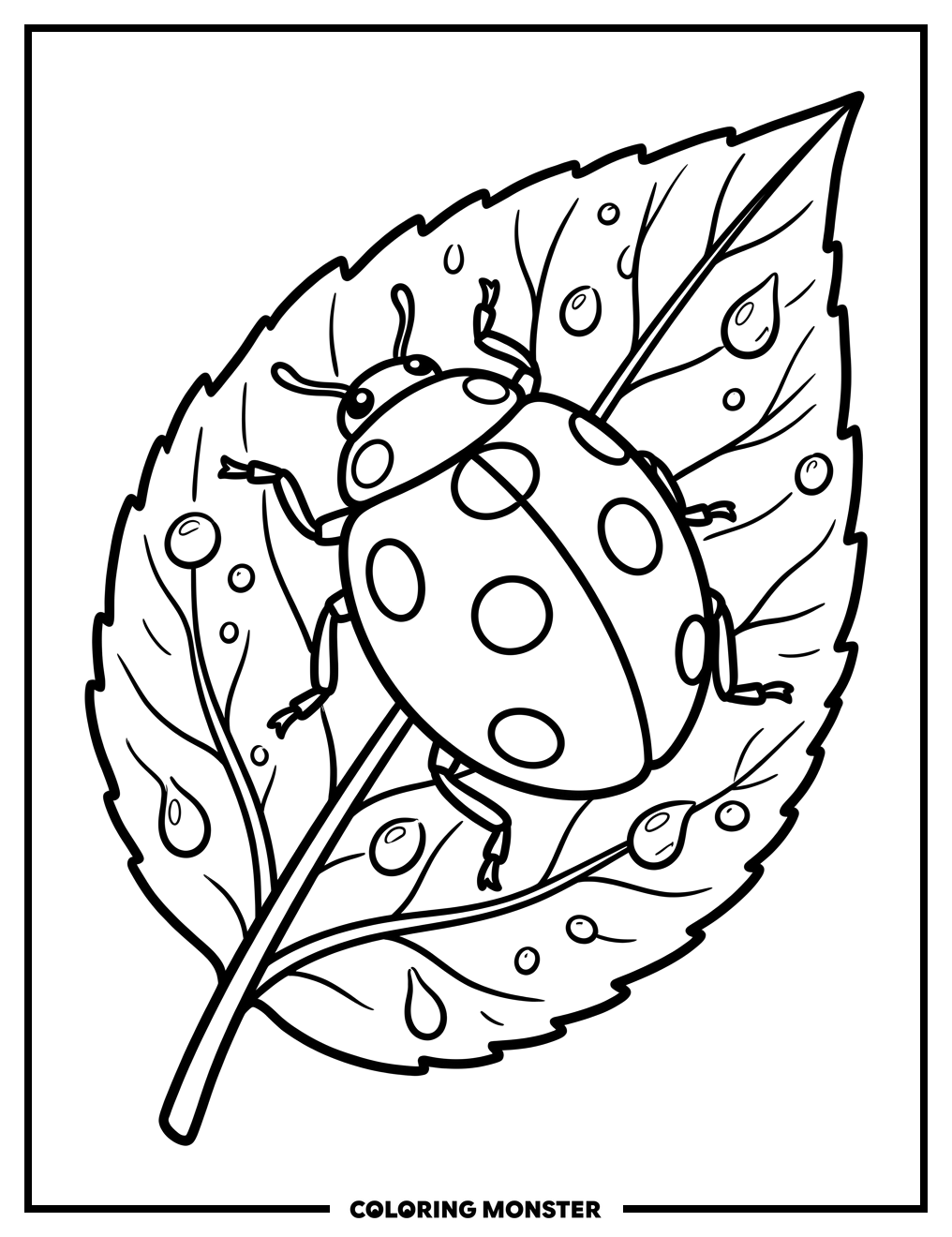 Ladybug on a Leaf Coloring Page