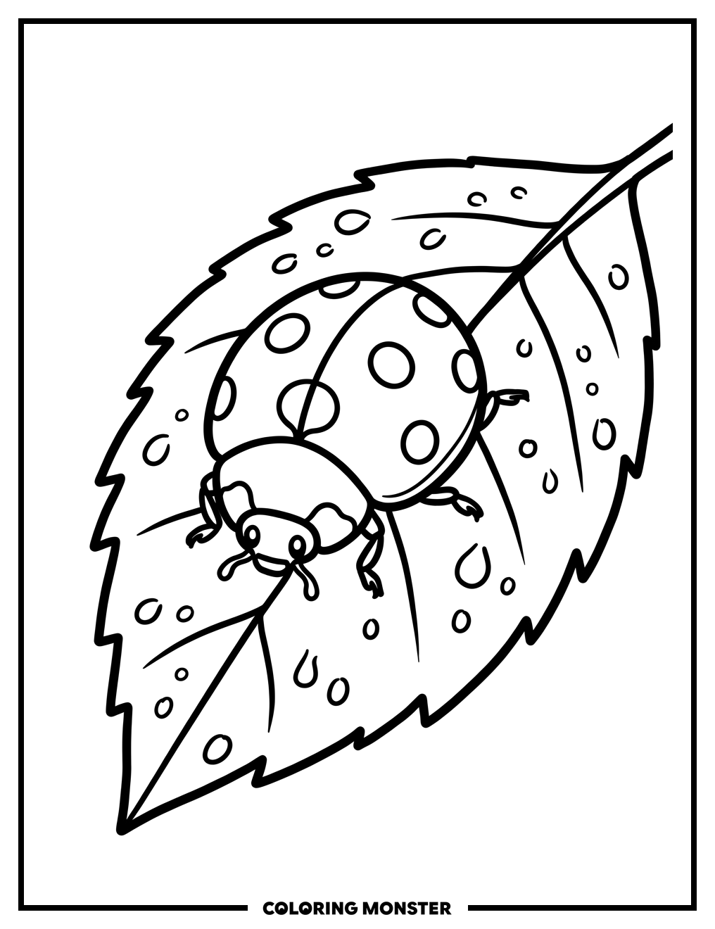 Ladybug on a Leaf Coloring Page