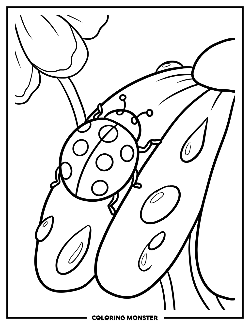 Ladybug on Flower Petal Coloring Page