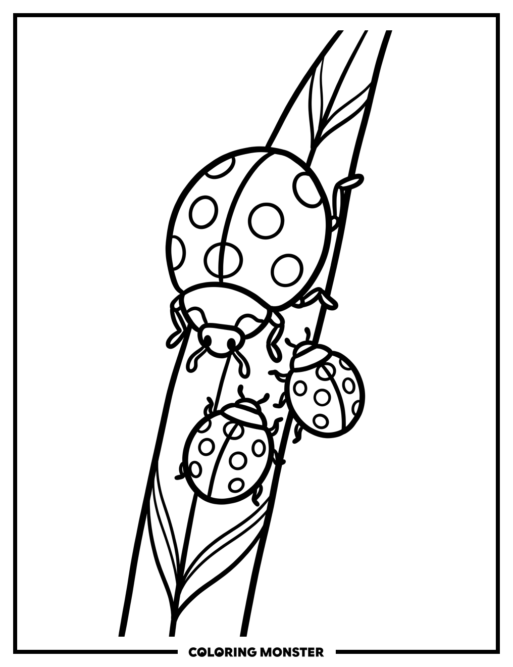 Ladybugs on Grass Coloring Page