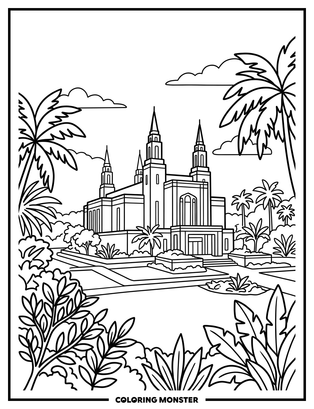 Laie Hawaii Temple Coloring Page