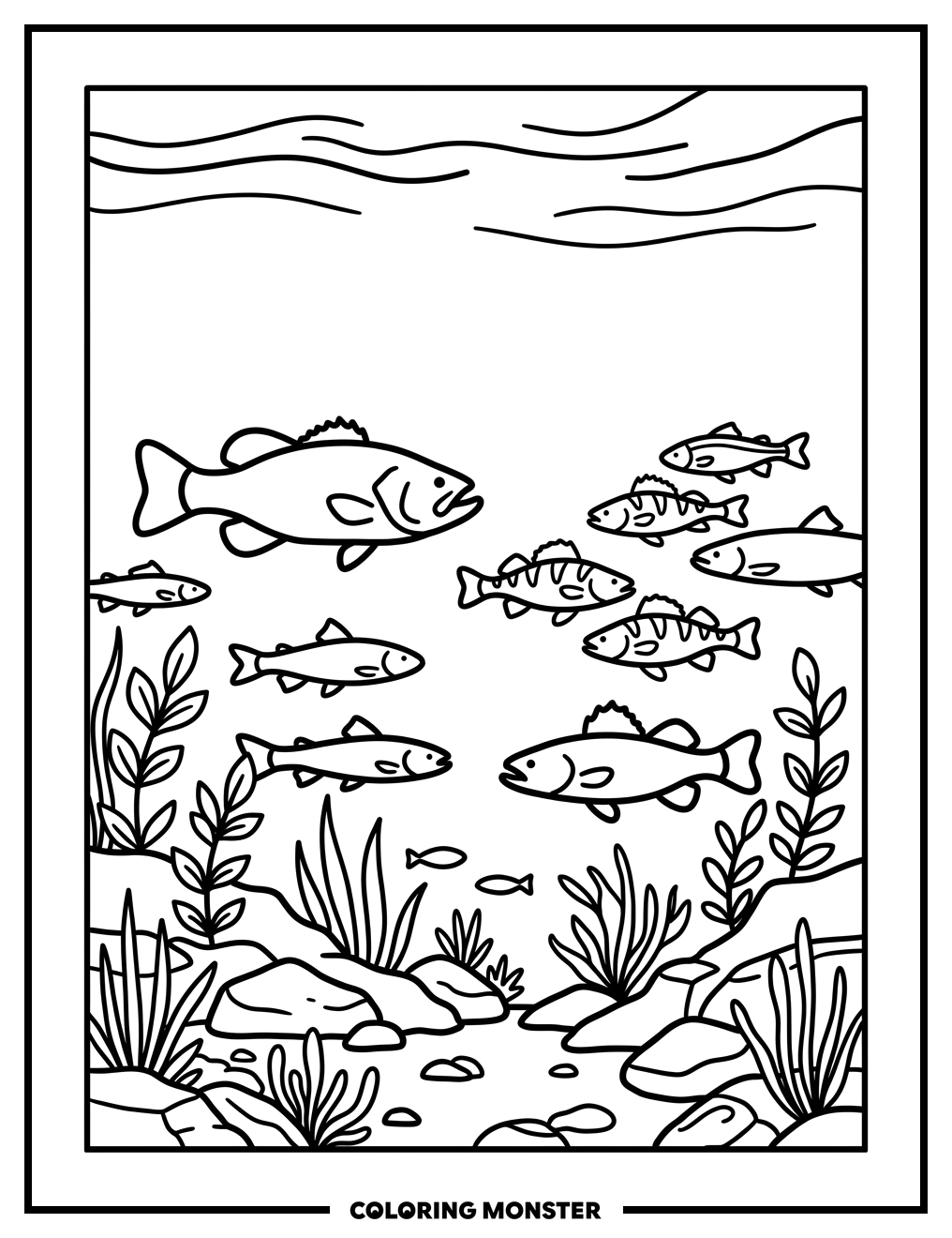 Lake Michigan Underwater Scene Coloring Page
