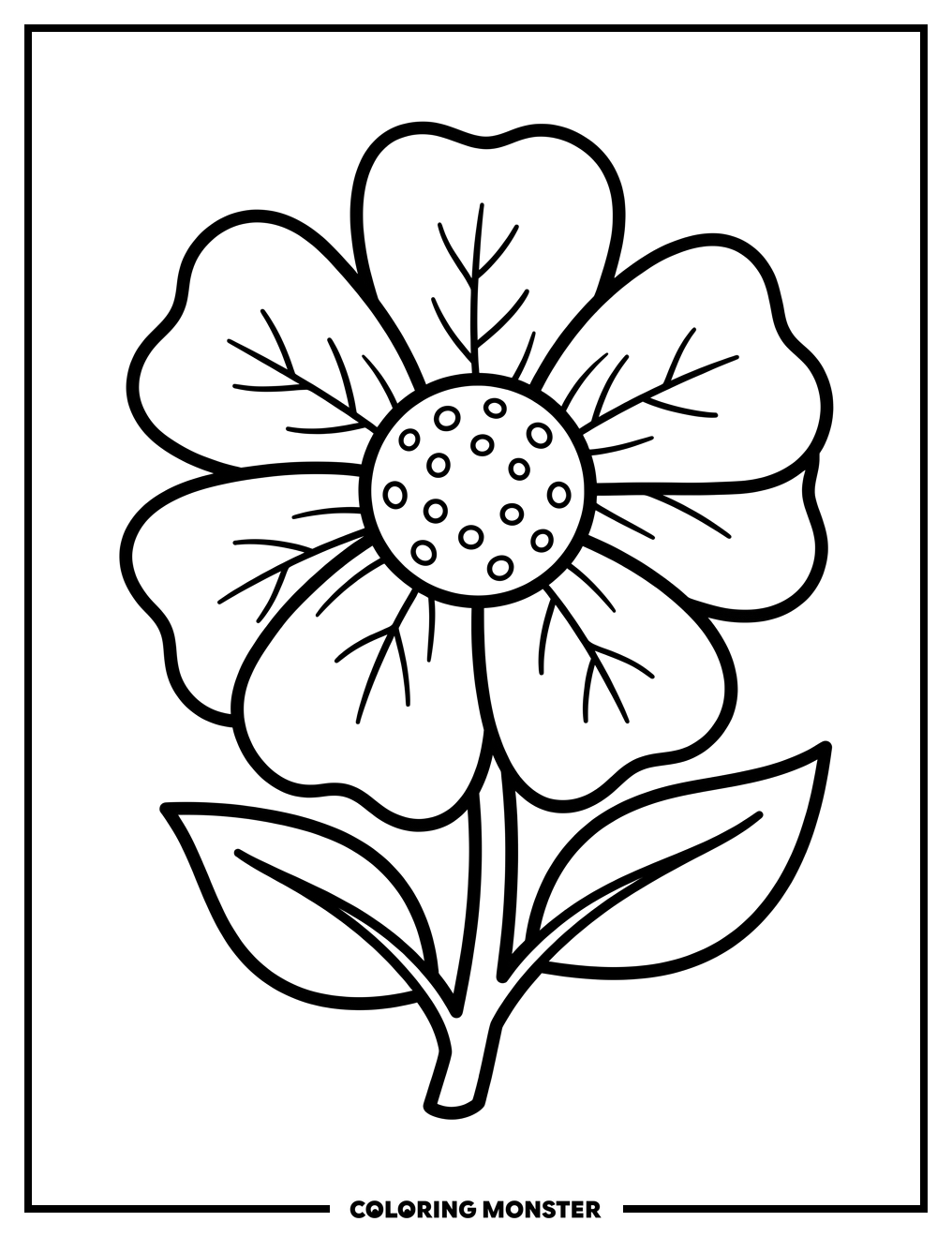 Large Flower Petals Coloring Page