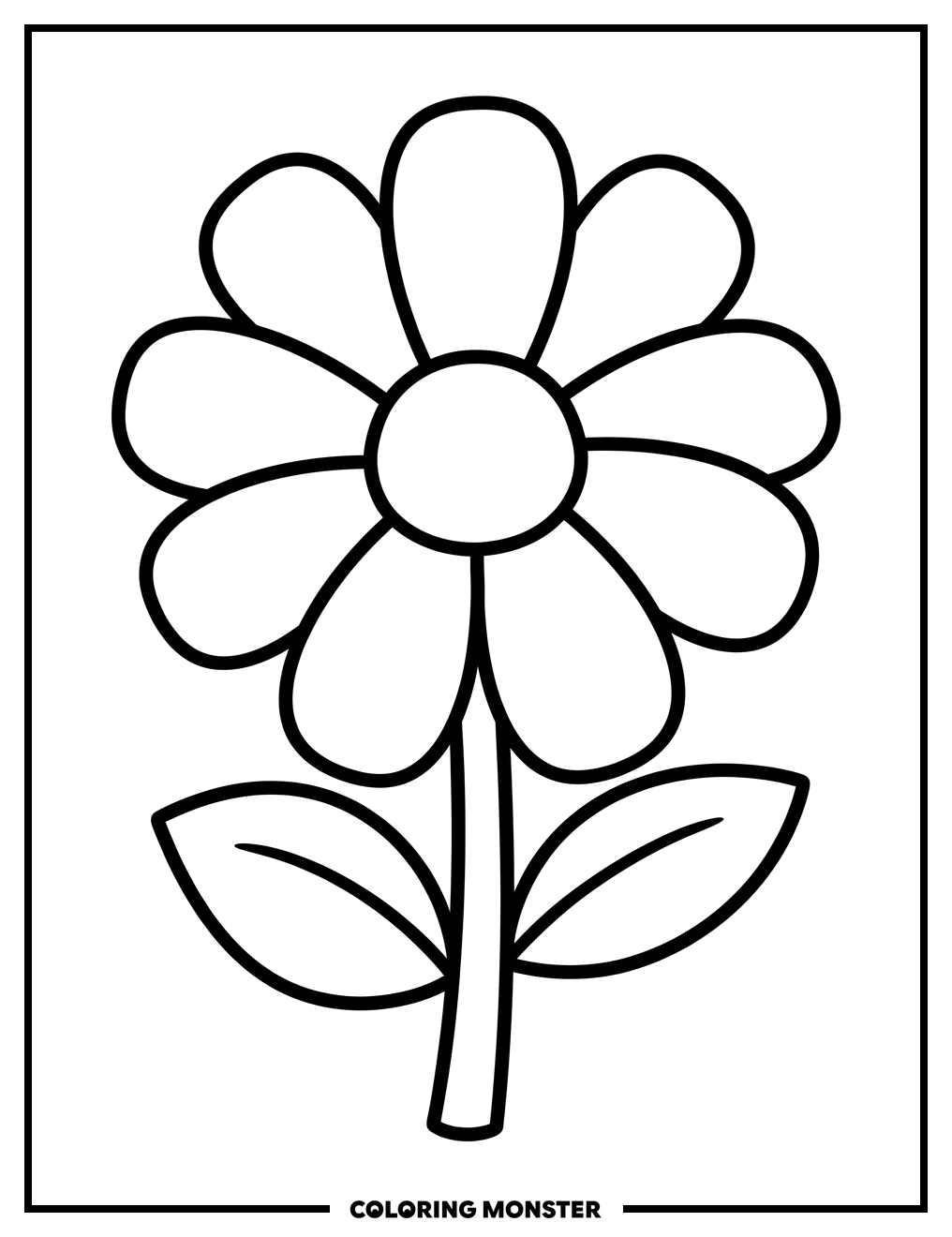 Large Flower with Simple Stem Coloring Page