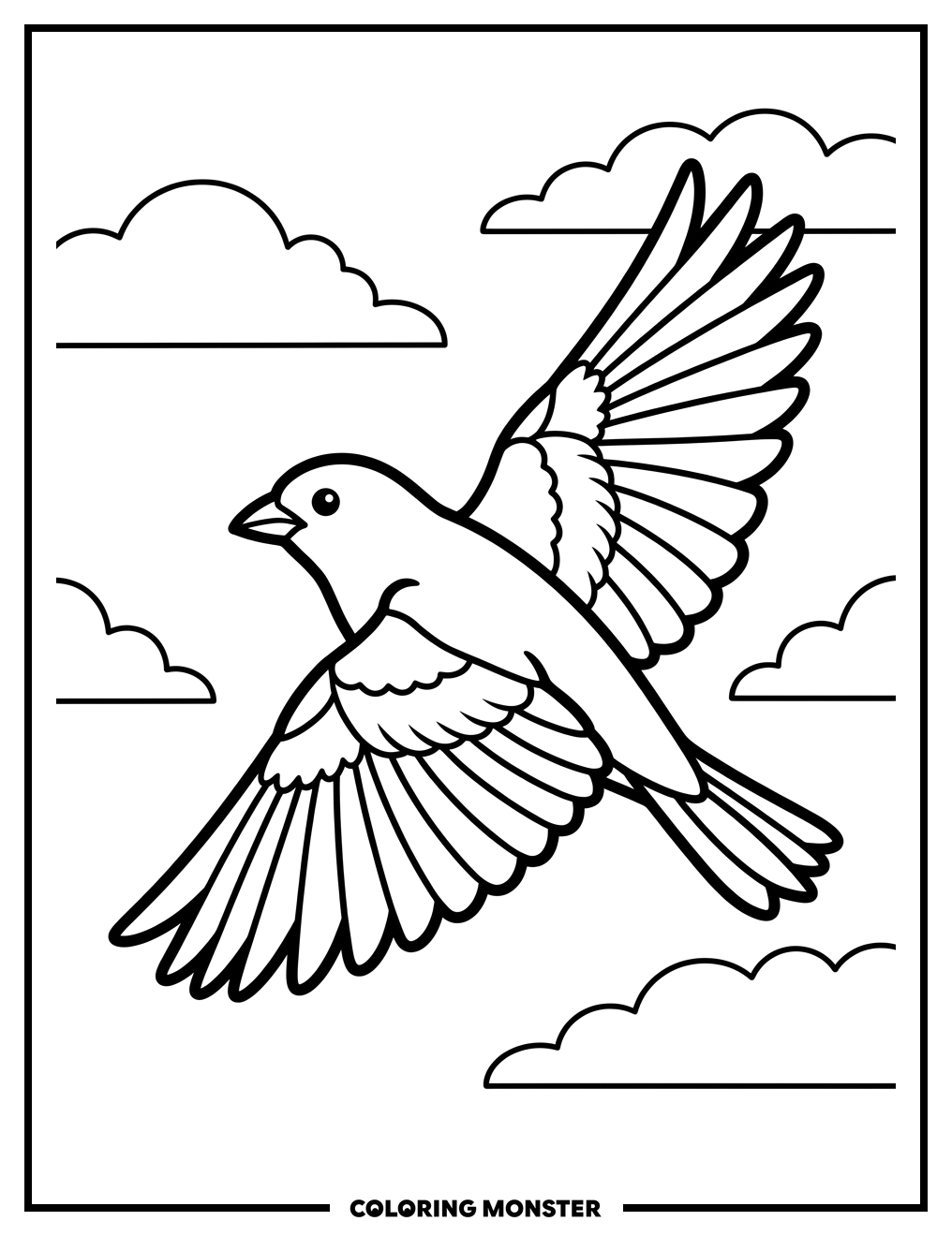 Lark Bunting In Flight Coloring Page