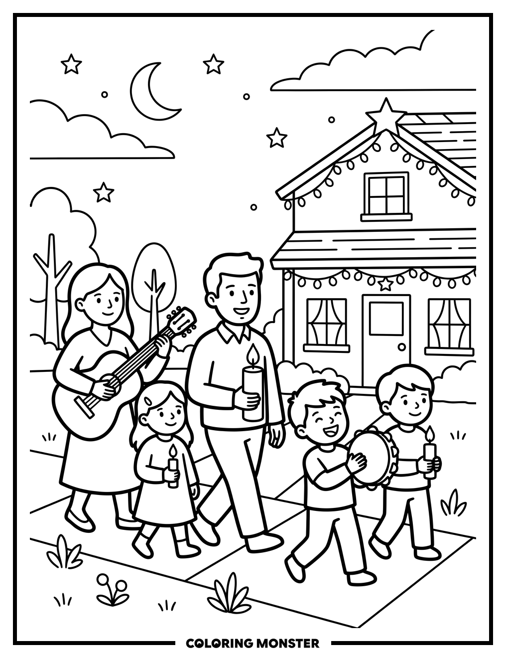 Las Posadas Celebration Coloring Page