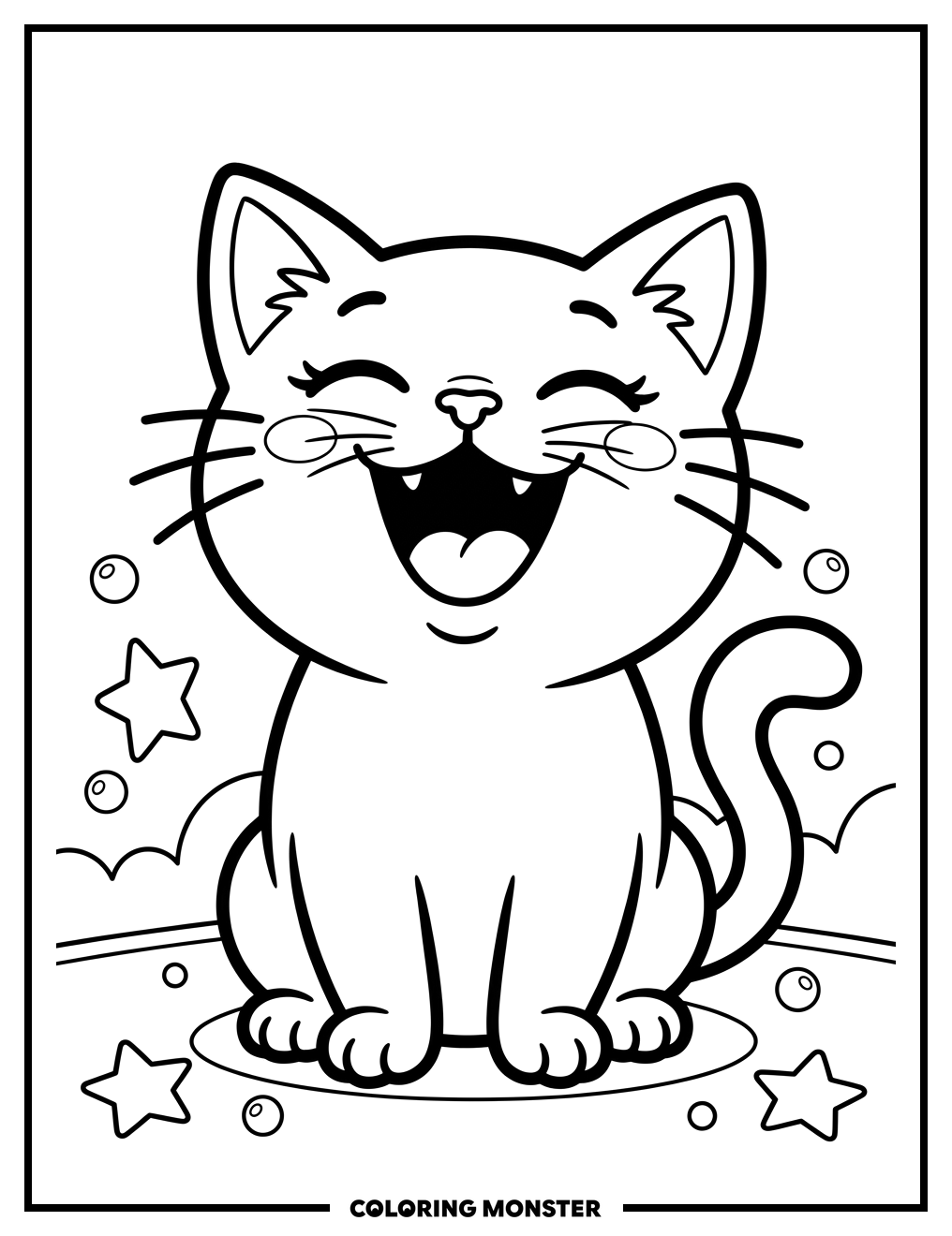 Laughing Cat Coloring Page