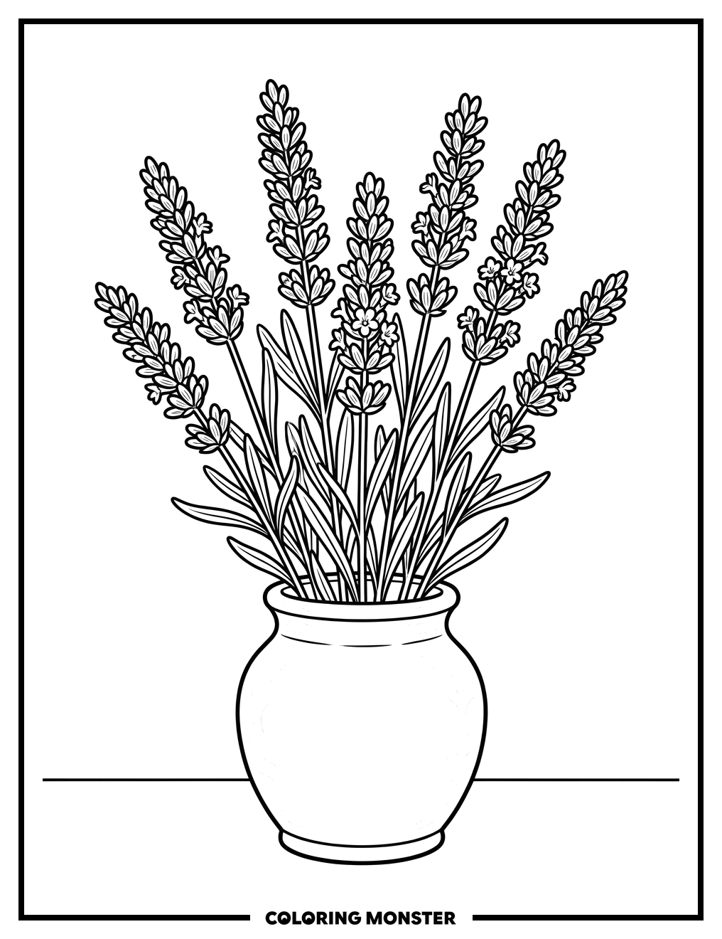 Lavender in a Ceramic Vase Coloring Page
