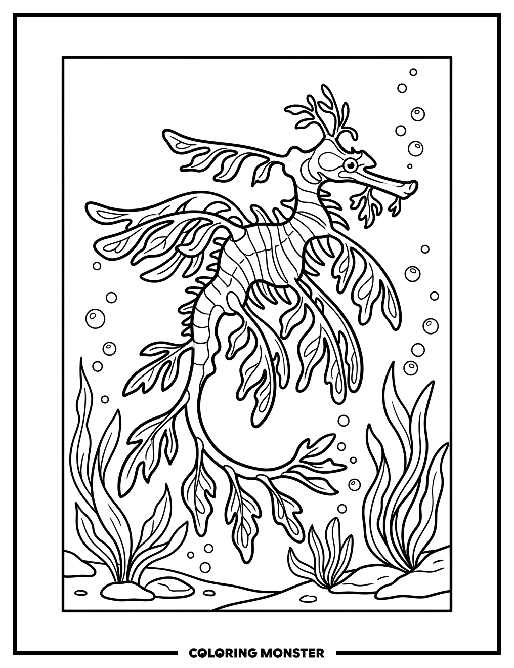 Leafy Sea Dragon Swimming Coloring Page