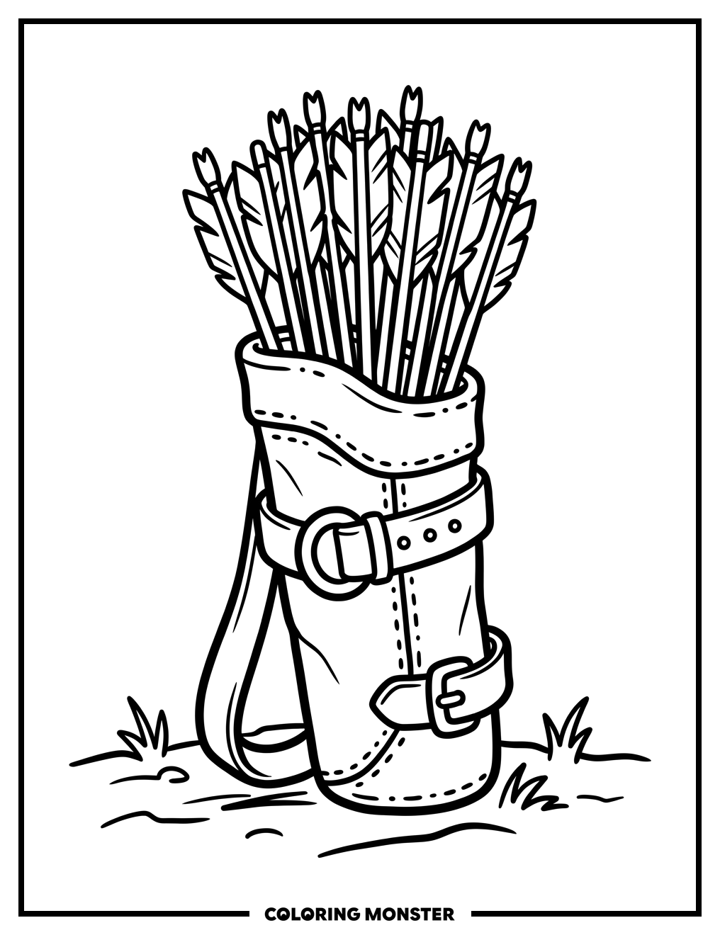 Leather Quiver With Arrows Coloring Page