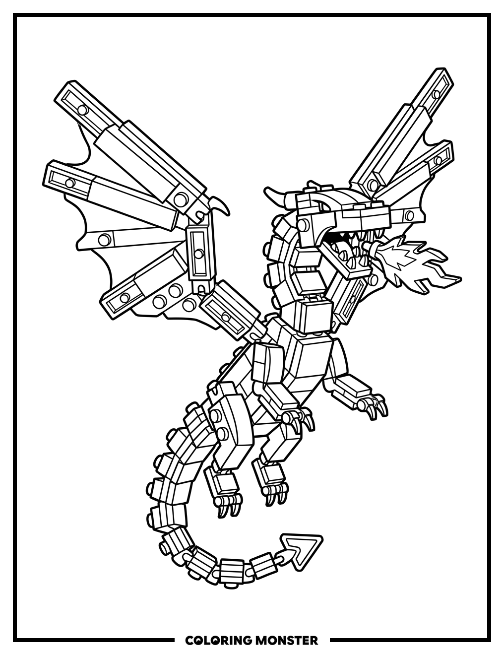 Lego Dragon In Mid-Flight Coloring Page