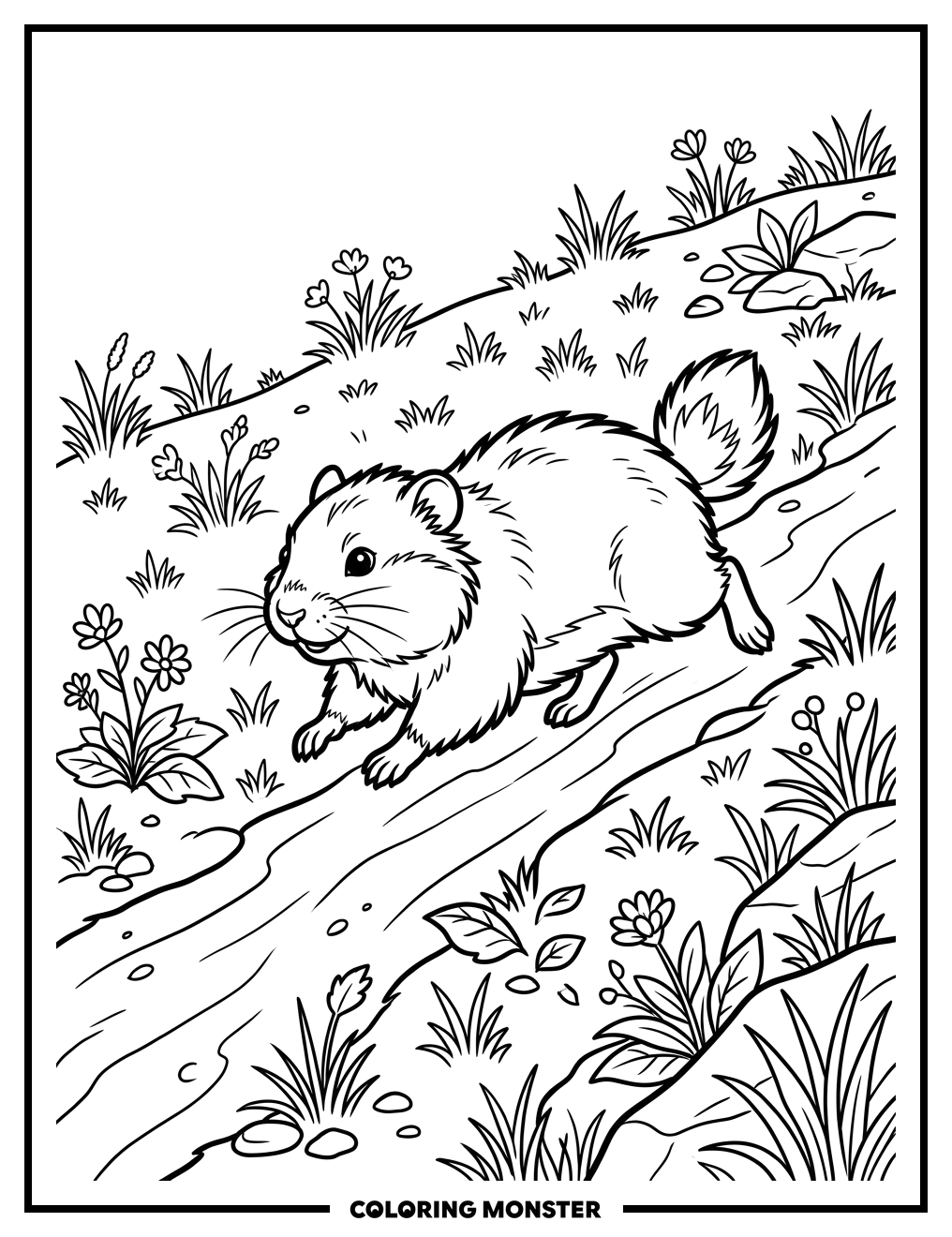 Lemming Running Downhill Coloring Page