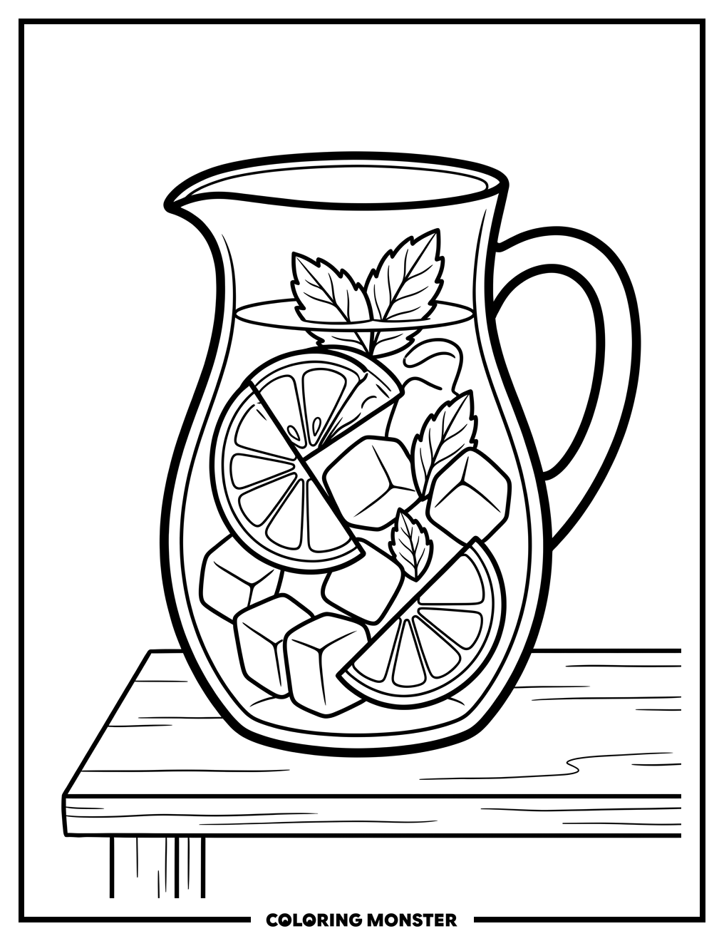 Lemon Water Pitcher Coloring Page