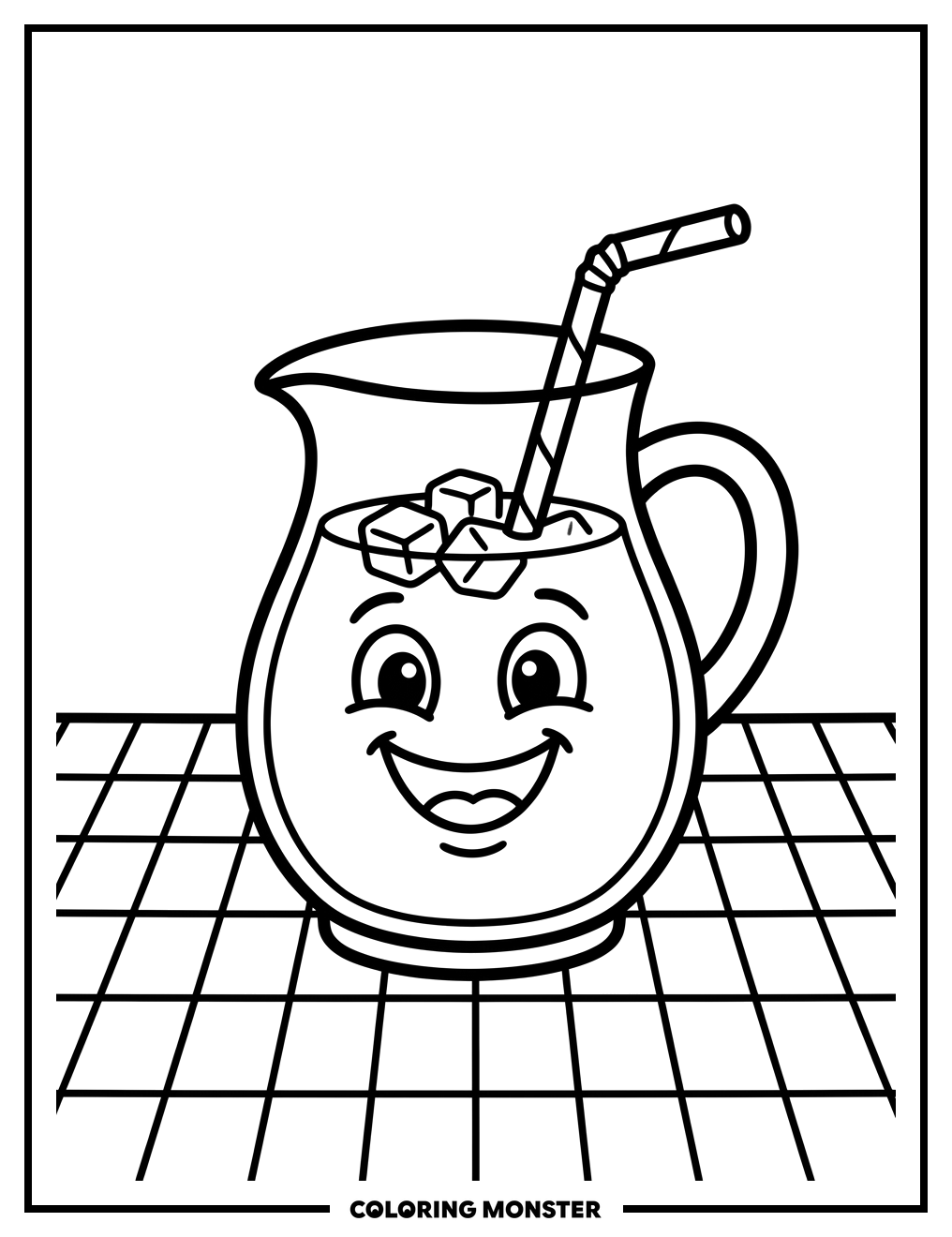 Lemonade Pitcher With Smiling Face Coloring Page