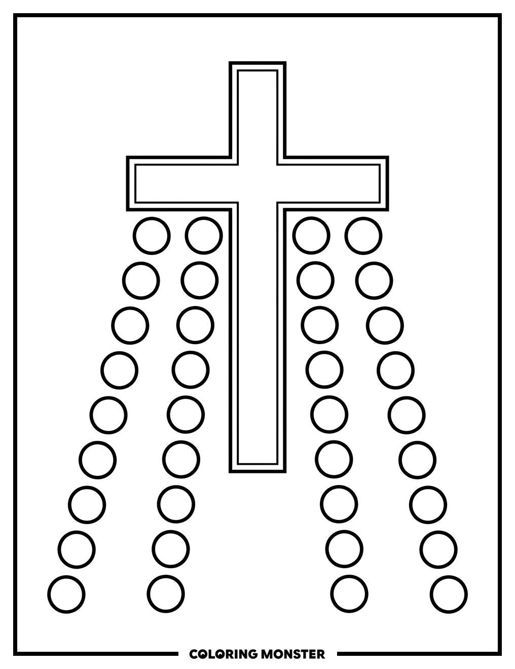 Lenten Cross With Circles Coloring Page