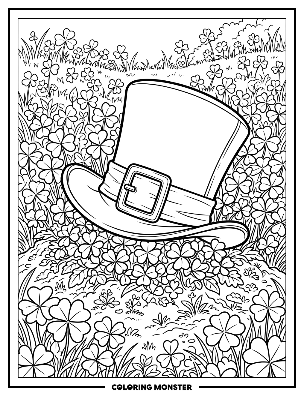 Leprechaun Hat With Shamrocks Coloring Page