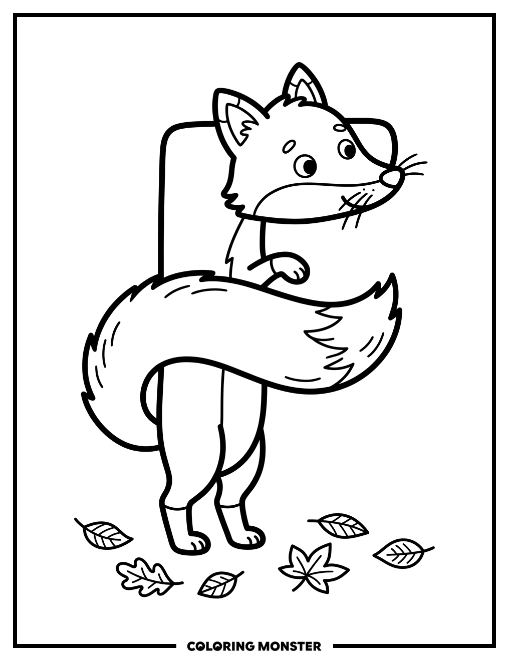 Letter F Fox Coloring Page
