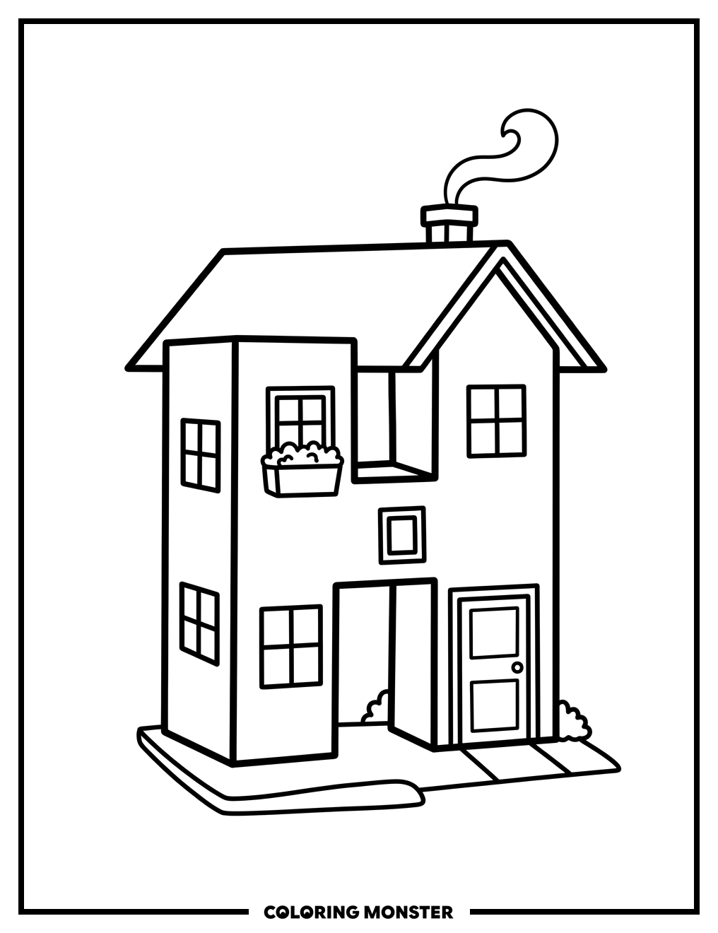 Letter H House Coloring Page