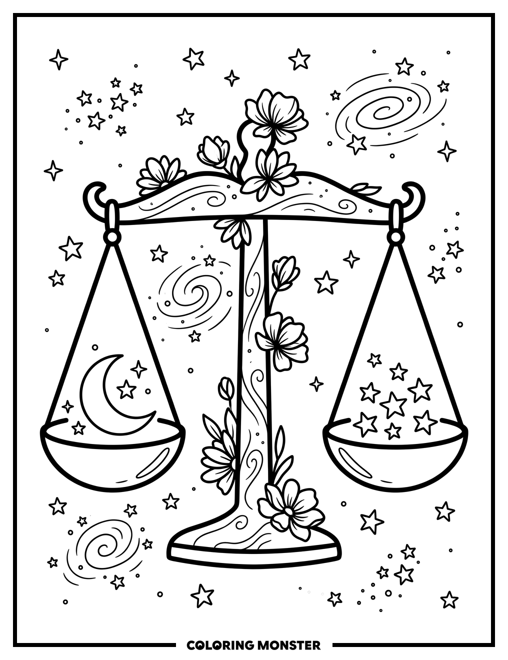 Libra Scales Constellation Coloring Page