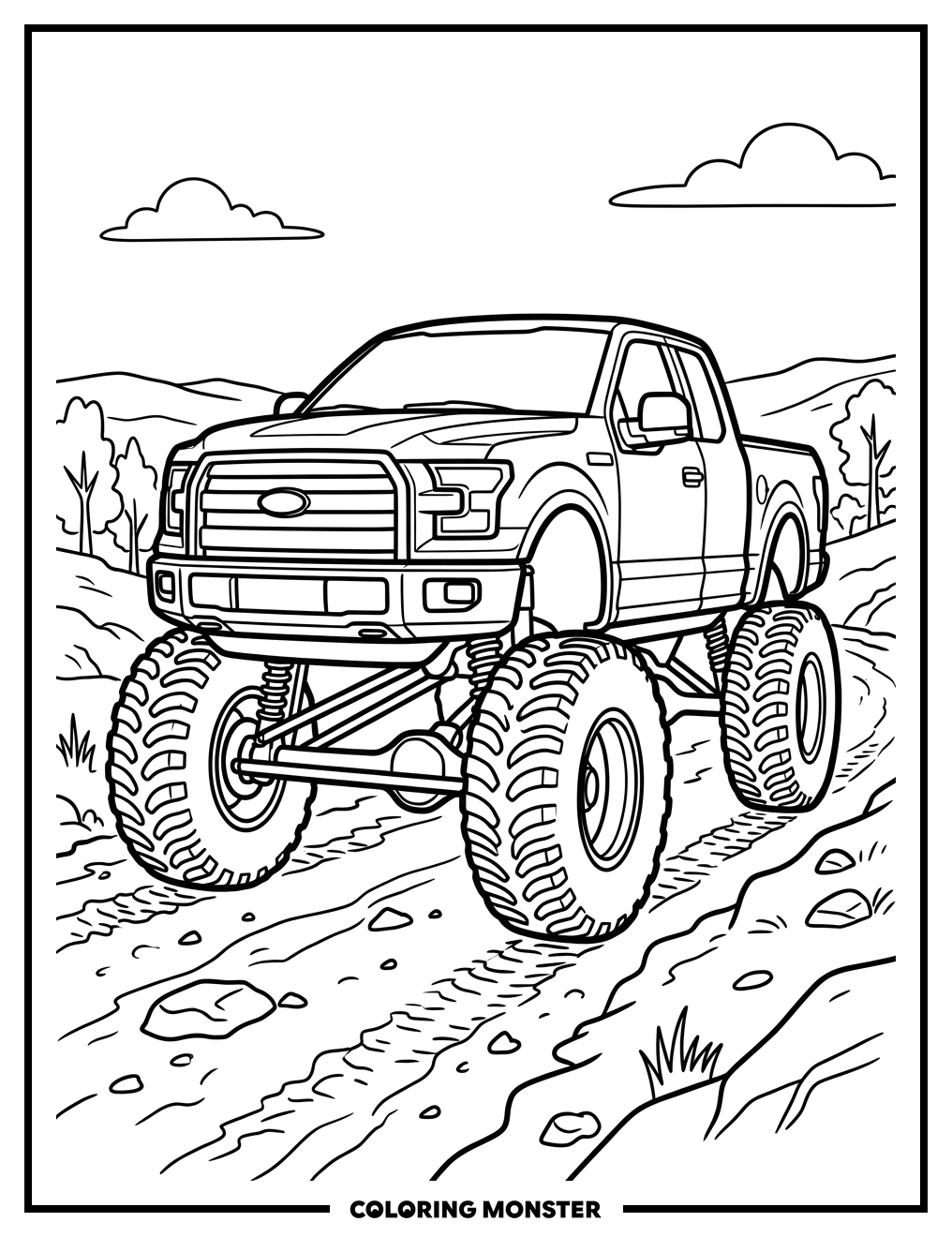 Lifted Ford F-150 Truck Coloring Page