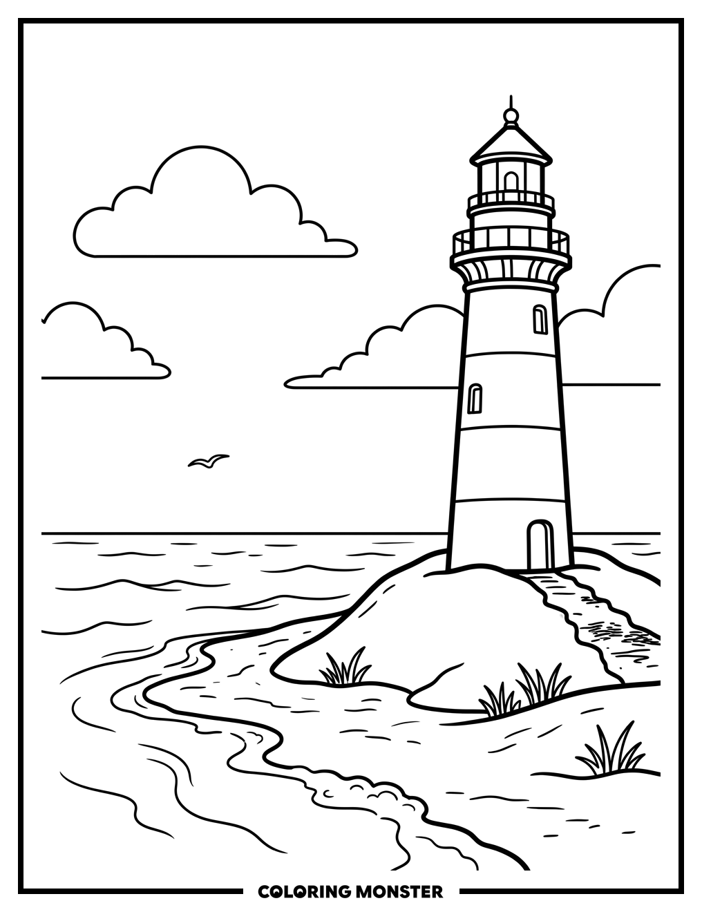 Lighthouse on a Dune Coloring Page