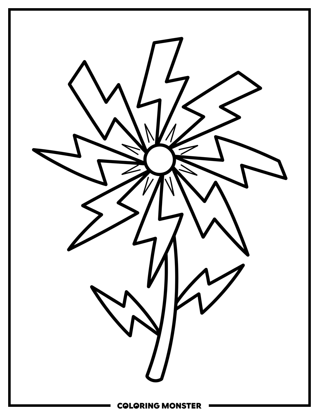Lightning Bolt Flower Coloring Page