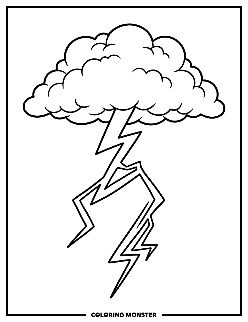 Lightning Bolt From Storm Cloud Coloring Page