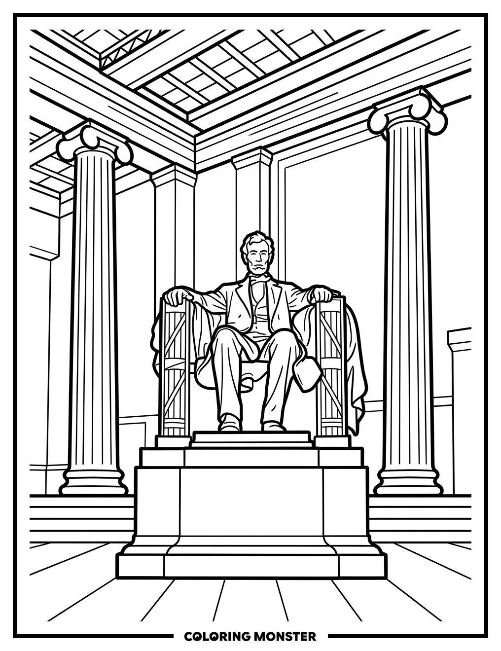 Lincoln Memorial Statue Coloring Page
