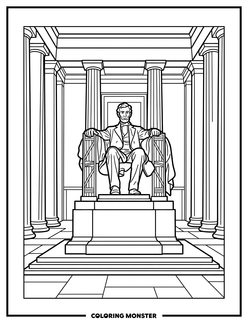 Lincoln Memorial Statue Coloring Page