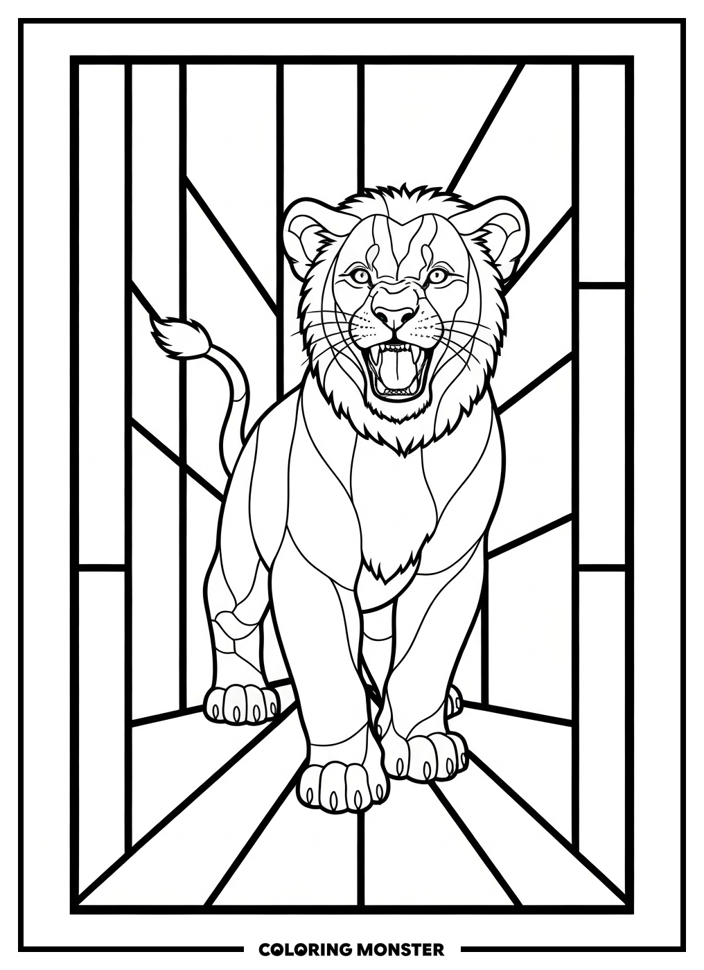 Lion Cub Learning To Roar Coloring Page