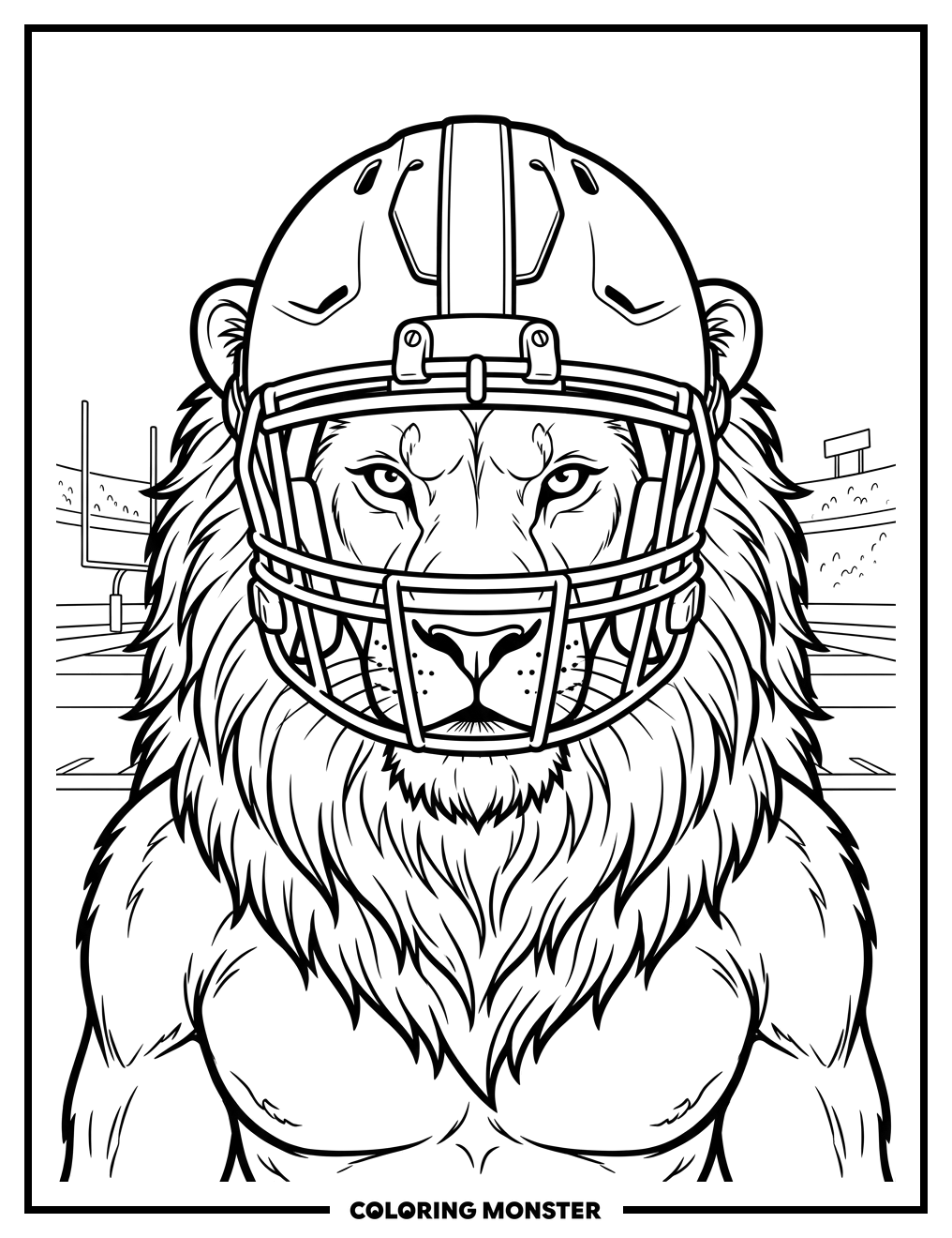 Lion Quarterback Ready to Play Coloring Page