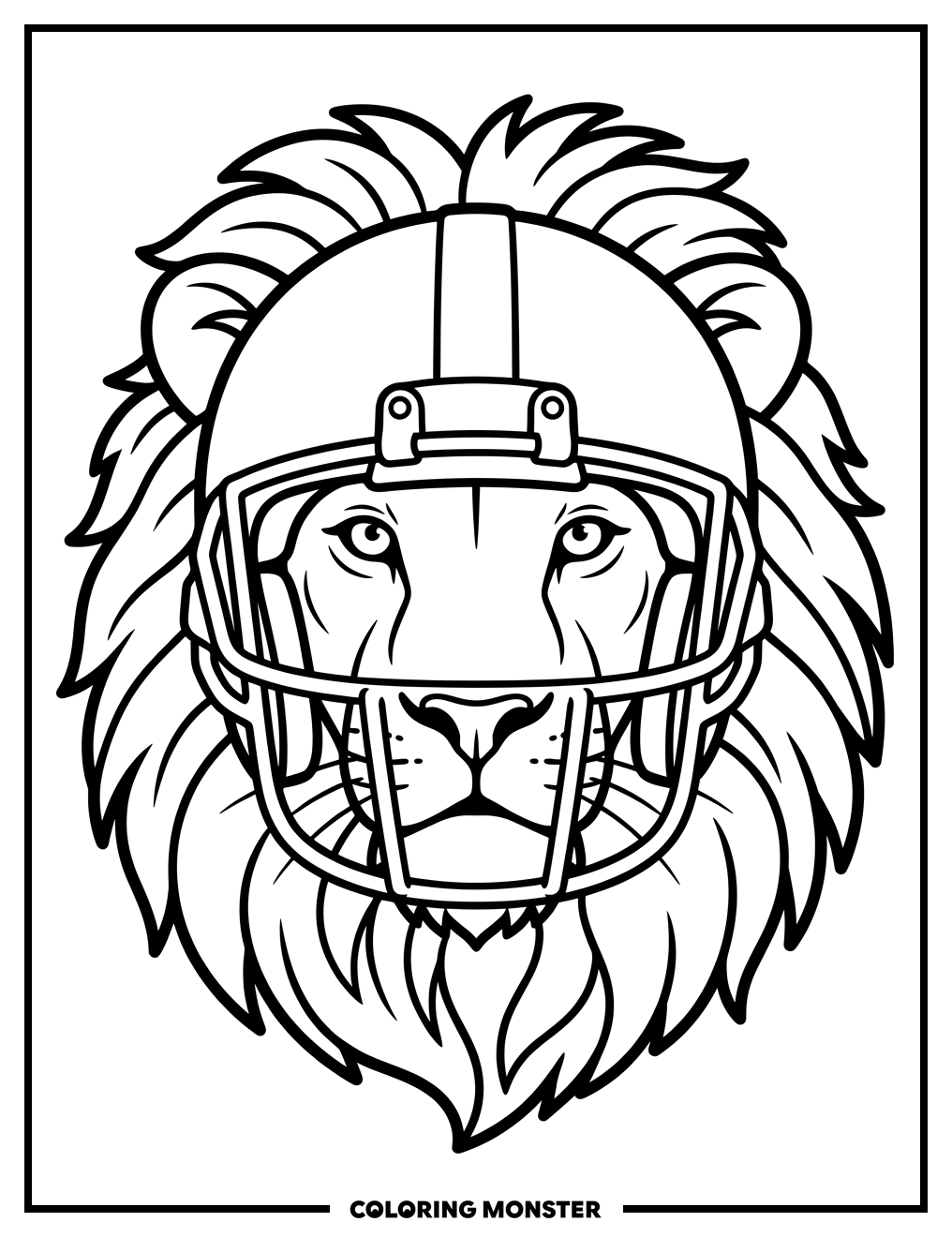 Lion Wearing Football Helmet Coloring Page