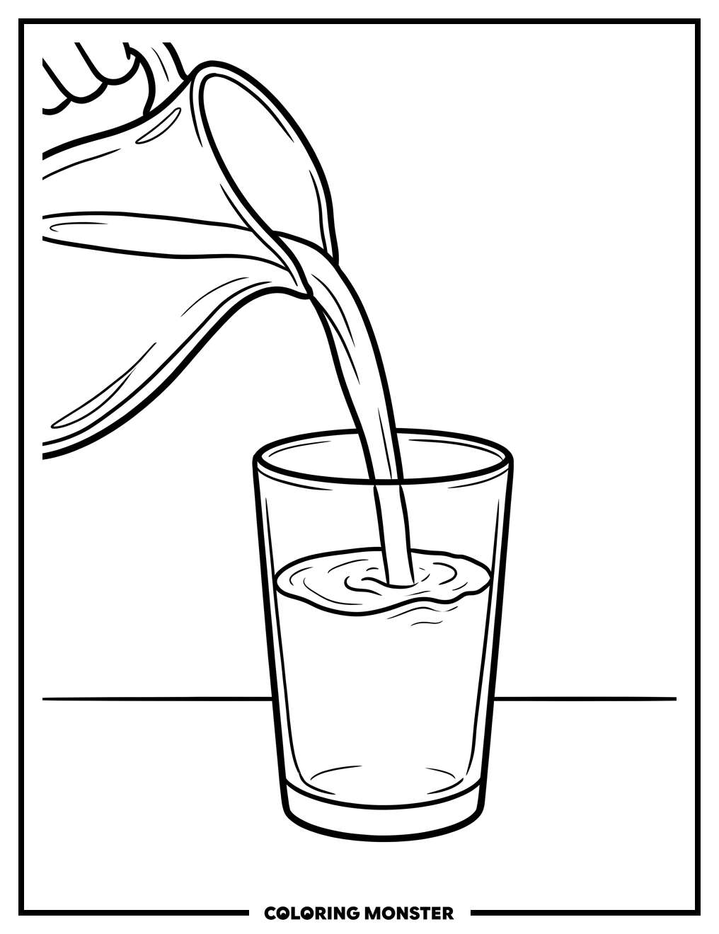 Liquid Pouring Into Glass Coloring Page