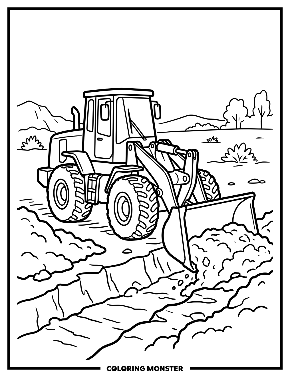Loader Truck Digging a Trench Coloring Page