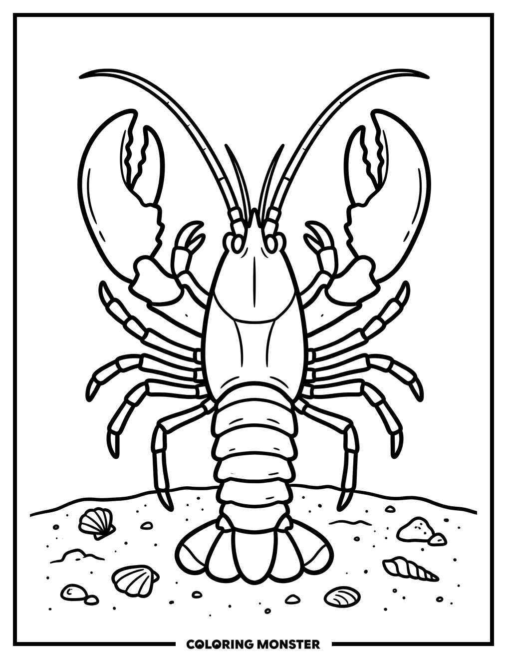 Lobster on the Seabed Coloring Page