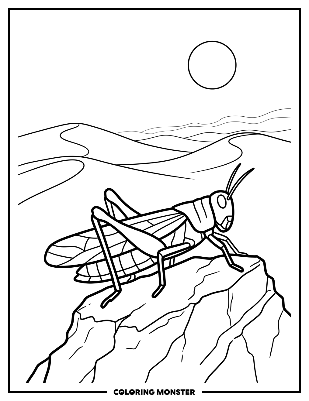 Locust on Desert Rock Coloring Page