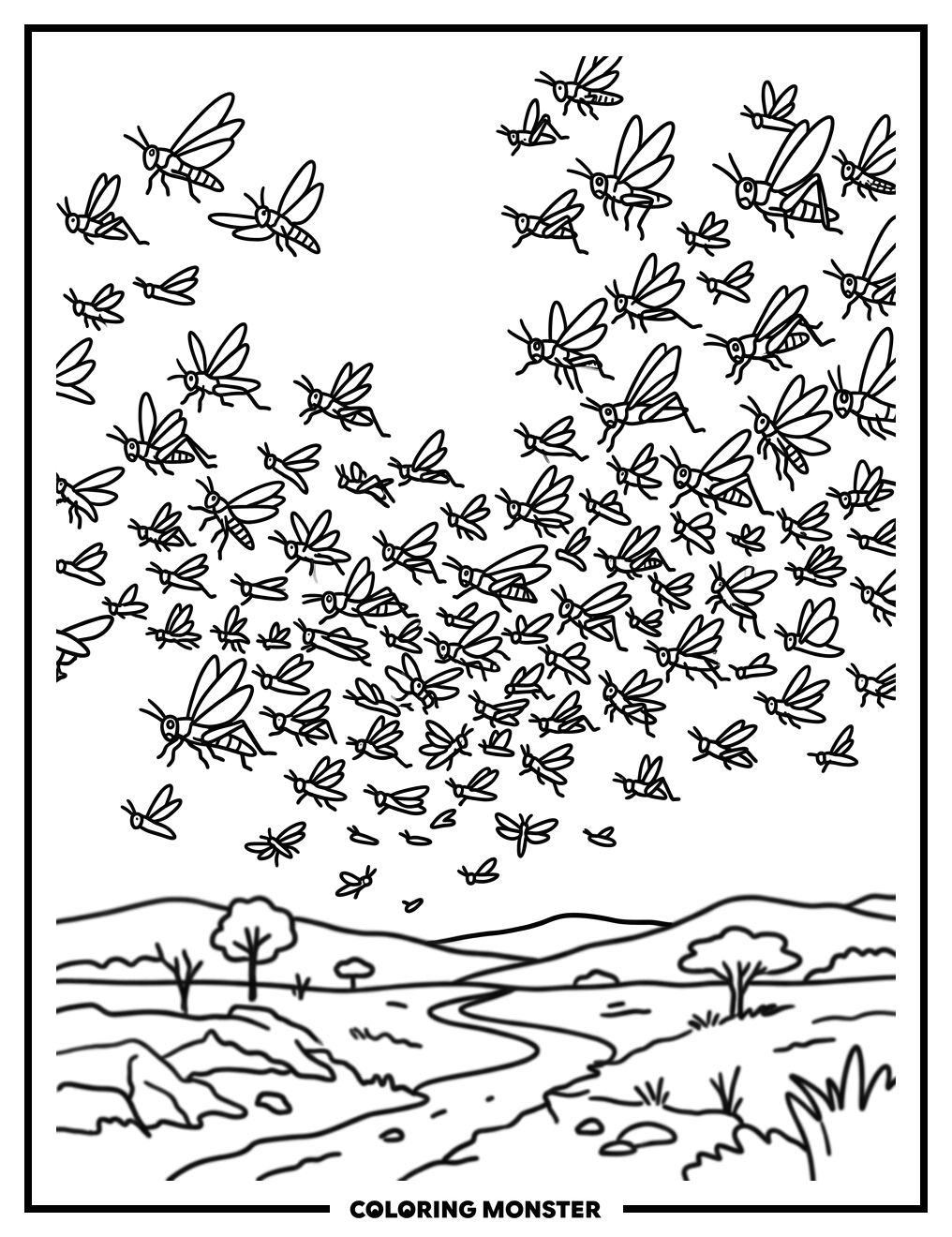 Locust Swarm Descends Coloring Page