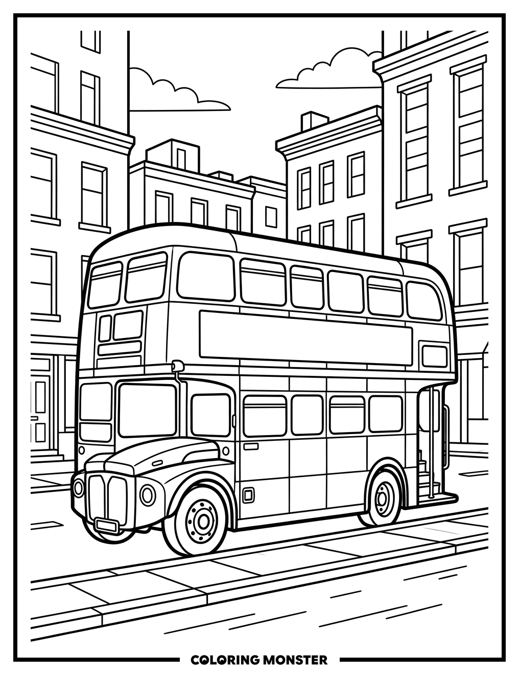 London Double-Decker Bus Coloring Page