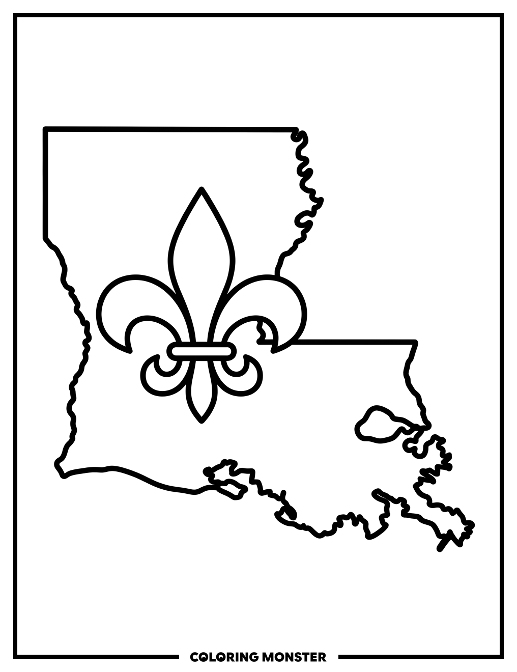 Louisiana Fleur-de-Lis Outline Coloring Page